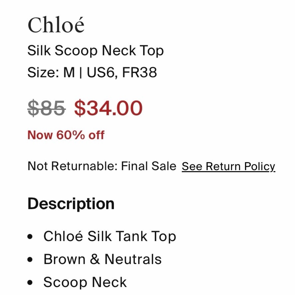 Chloé Silk Scoop Neck Top - Picture 6 of 6